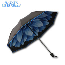 Qualidade superior logotipo personalizado Moda Flor Impresso Dentro 21 Polegada Guarda-chuva Dobrável Reversa